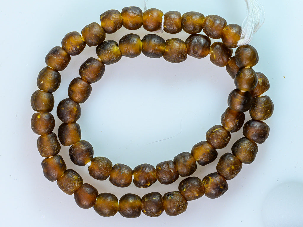 Recycled  Topaz-colored Glass Krobo Beads from Ghana 