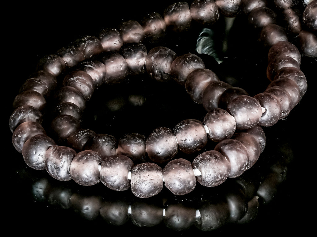 Recycled Purple-Brown Krobo Glass Beads from Ghana 