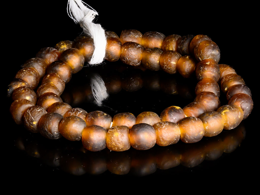 Recycled  Topaz-colored Glass Krobo Beads from Ghana 