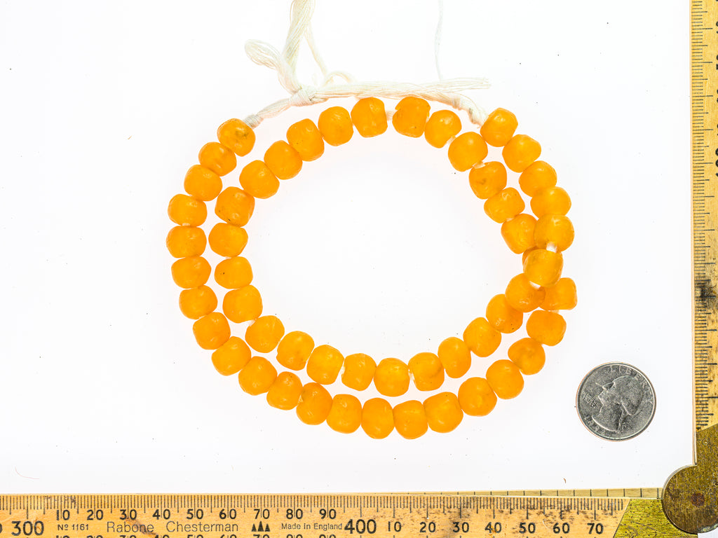 Recycled Glass Beads from Ghana M00419 - mustard orange (larger)