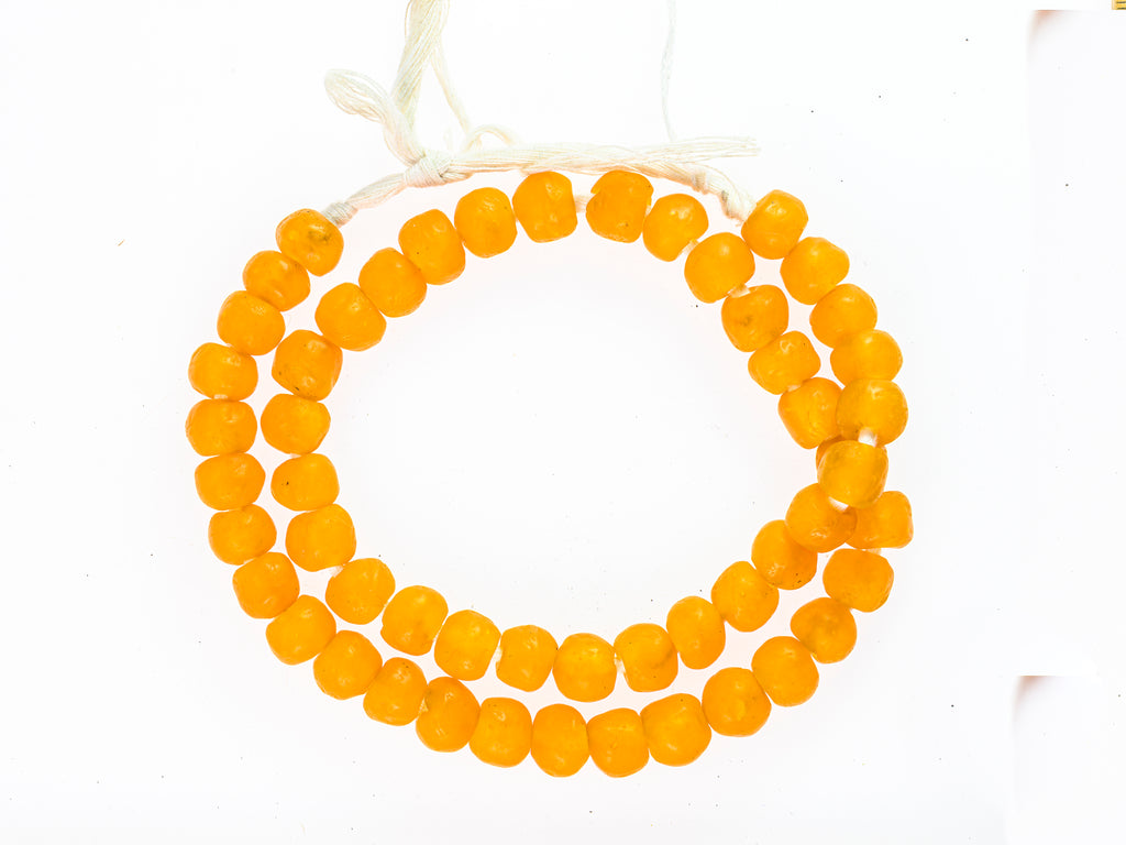 Recycled Glass Beads from Ghana M00419 - mustard orange (larger)