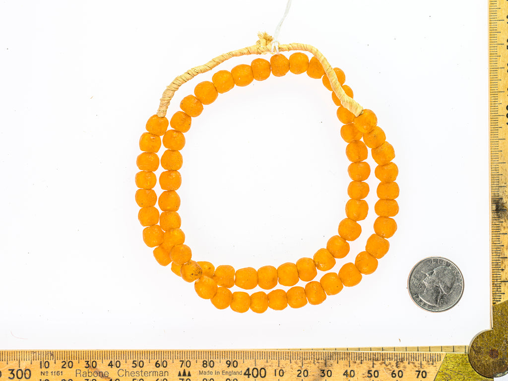 Recycled Glass Beads from Ghana M00420 - mustard orange (smaller)