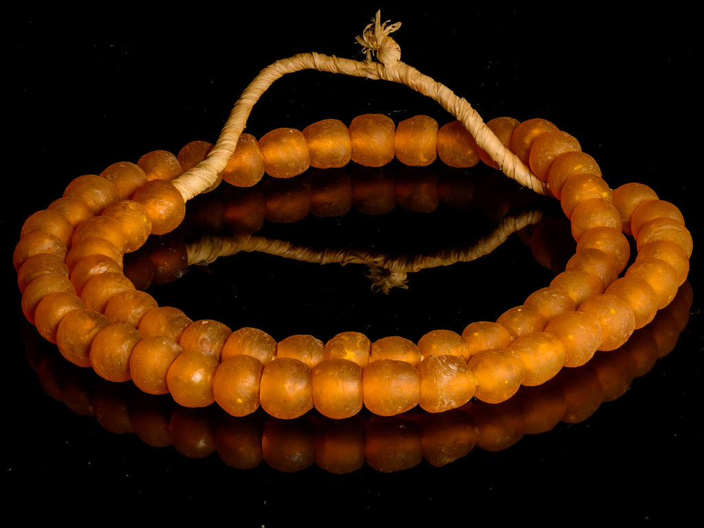 Recycled Glass Beads from Ghana M00420 - mustard orange (smaller)