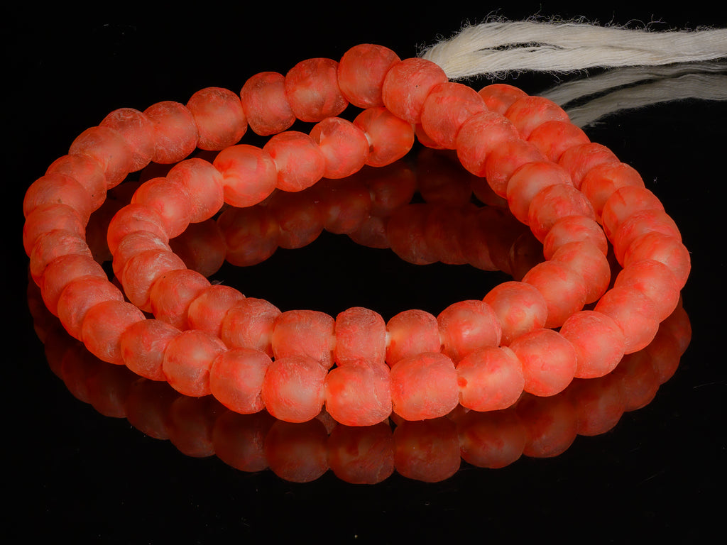 Recycled Glass Beads from Ghana M00423 - reddish pink