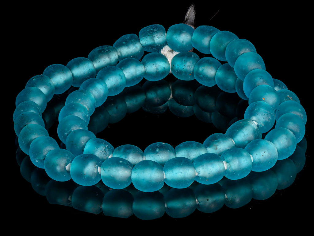 Recycled Glass Beads from Ghana Agua Blue 