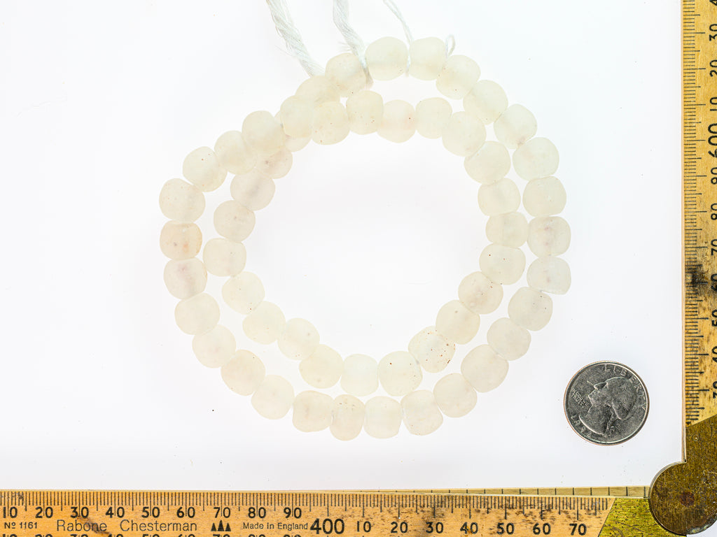 Recycled Glass Beads from Ghana M00425 - frosted white