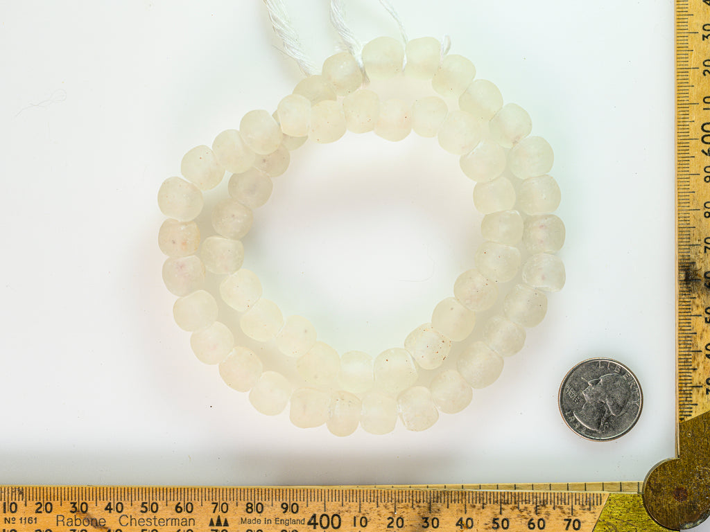 Recycled Glass Beads from Ghana M00425 - frosted white