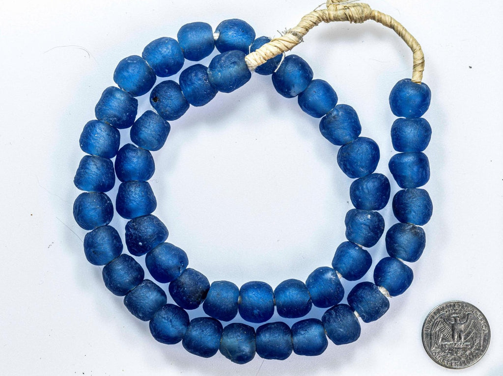 Recycled Glass Beads from Ghana, Dark Blue