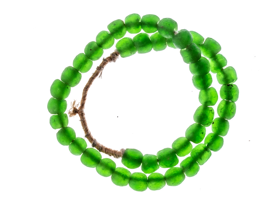 Recycled green beads Krobo beads from Ghana - green