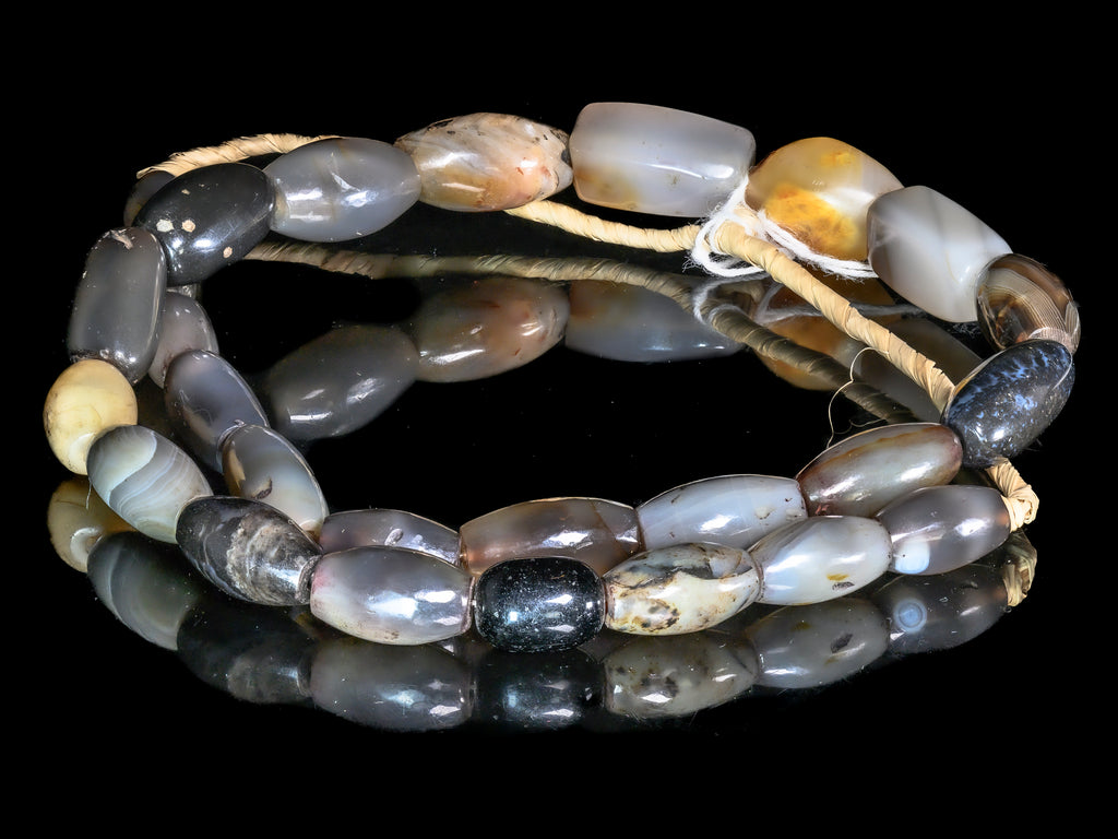 A Strand of Vintage African Trade Multi-color Agate Beads