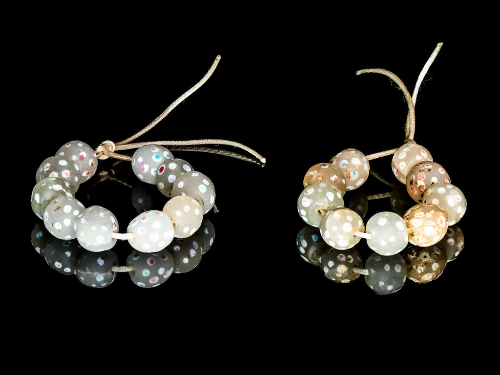 Antique Venetian African Trade Semi-transparent "White Skunk" Beads