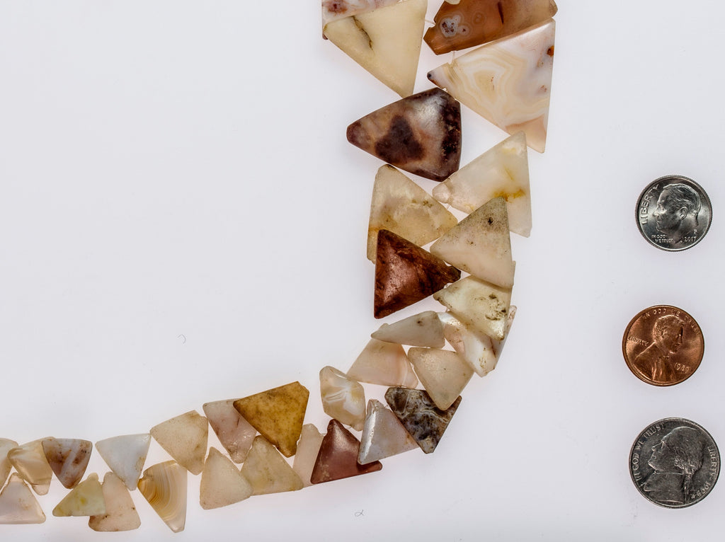 Ancient Unearthed Neolithic Agate Triangular Beads or Pendants from Sahara