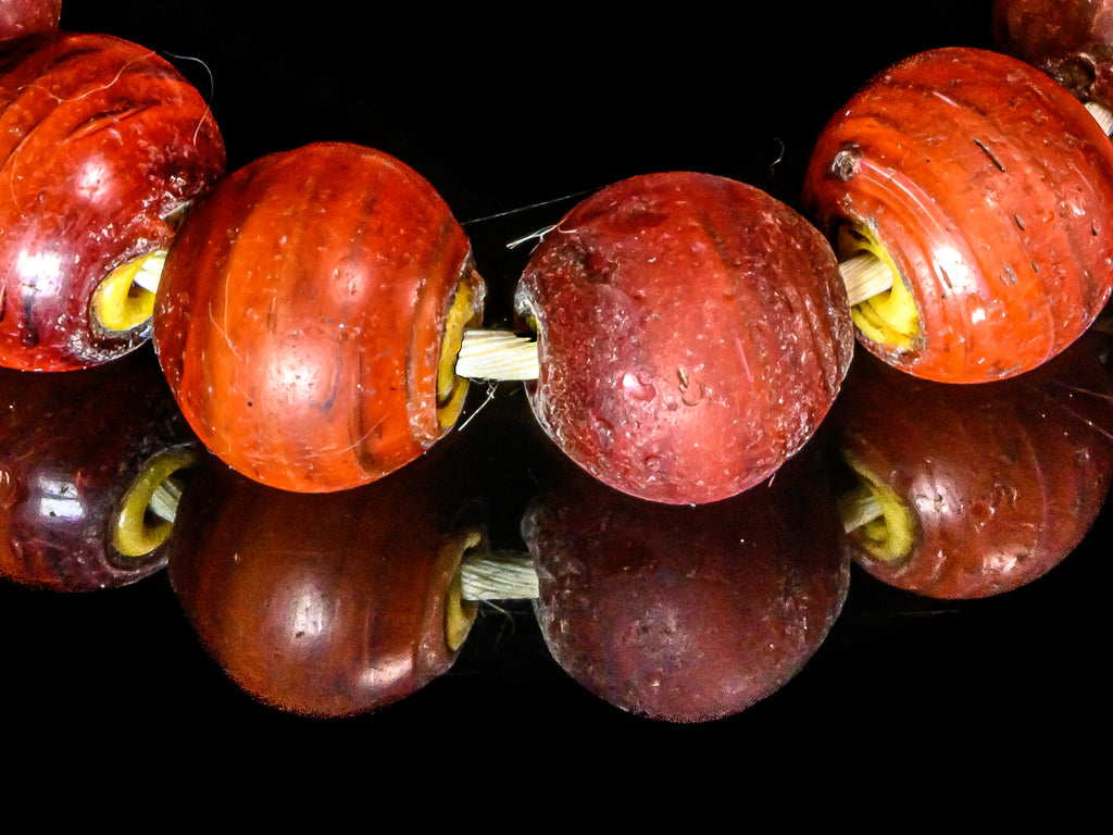 African Trade Beads, African Trade Glass, Antique Trade Beads, Beads, Carnelian, Cornaline D'Aleppo, Cornaline D'Aleppo Venetian Bead, Old Venetian Beads, Rare Venetian Beads, Red, White Heart Venetian Bead