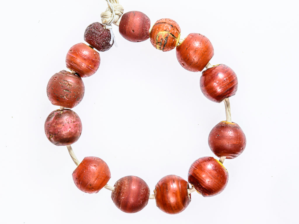 African Trade Beads, African Trade Glass, Antique Trade Beads, Beads, Carnelian, Cornaline D'Aleppo, Cornaline D'Aleppo Venetian Bead, Old Venetian Beads, Rare Venetian Beads, Red, White Heart Venetian Bead