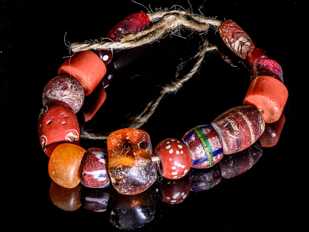 VAT160,African Trade Beads, African Trade Glass, Antique Trade Beads, Beads, Carnelian, Cornaline D'Aleppo, Cornaline D'Aleppo Venetian Bead, Old Venetian Beads, Rare Venetian Beads, Red, White Heart Venetian Bead