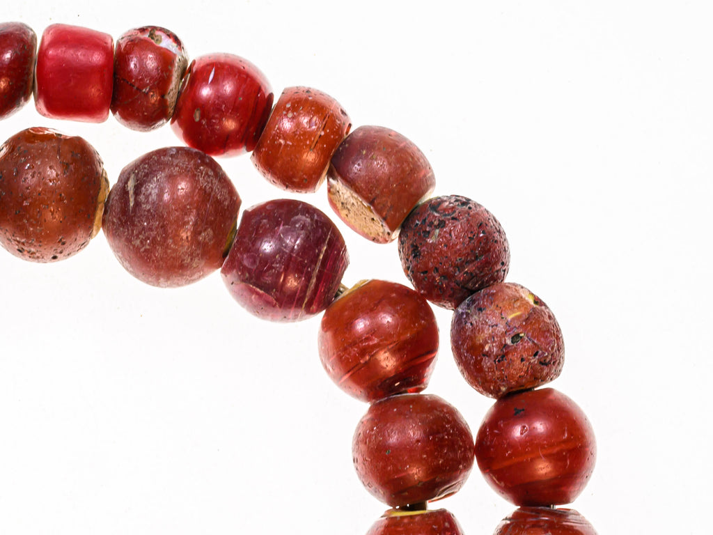 VAT160,African Trade Beads, African Trade Glass, Antique Trade Beads, Beads, Carnelian, Cornaline D'Aleppo, Cornaline D'Aleppo Venetian Bead, Old Venetian Beads, Rare Venetian Beads, Red, White Heart Venetian Bead