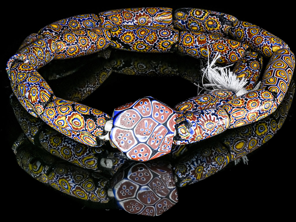 VAM500,African trade millefiori, African Trade Venetian, Antic Millefiori Bead, Antique Trade Beads, Collectible Bead, Collectible Beads, Elbow Bead, Elbow Venetian, venetian millefiori, venetian millefiori beads