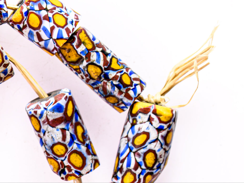 VAM500,African trade millefiori, African Trade Venetian, Antic Millefiori Bead, Antique Trade Beads, Collectible Bead, Collectible Beads, Elbow Bead, Elbow Venetian, venetian millefiori, venetian millefiori beads