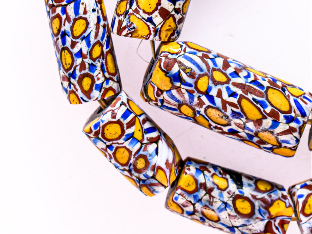 VAM500,African trade millefiori, African Trade Venetian, Antic Millefiori Bead, Antique Trade Beads, Collectible Bead, Collectible Beads, Elbow Bead, Elbow Venetian, venetian millefiori, venetian millefiori beads