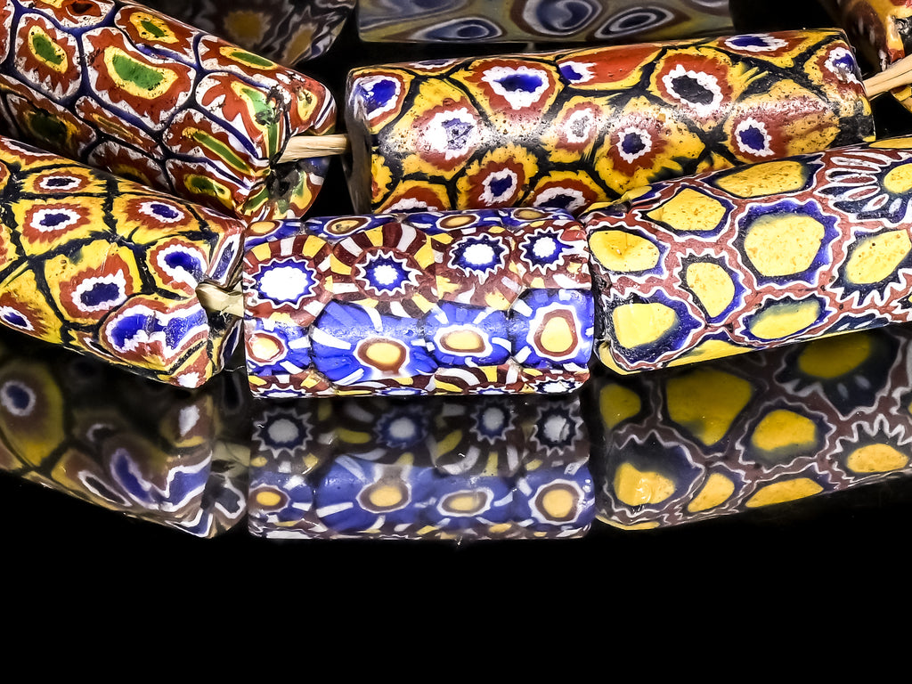 VAM500,African trade millefiori, African Trade Venetian, Antic Millefiori Bead, Antique Trade Beads, Collectible Bead, Collectible Beads, Elbow Bead, Elbow Venetian, venetian millefiori, venetian millefiori beads