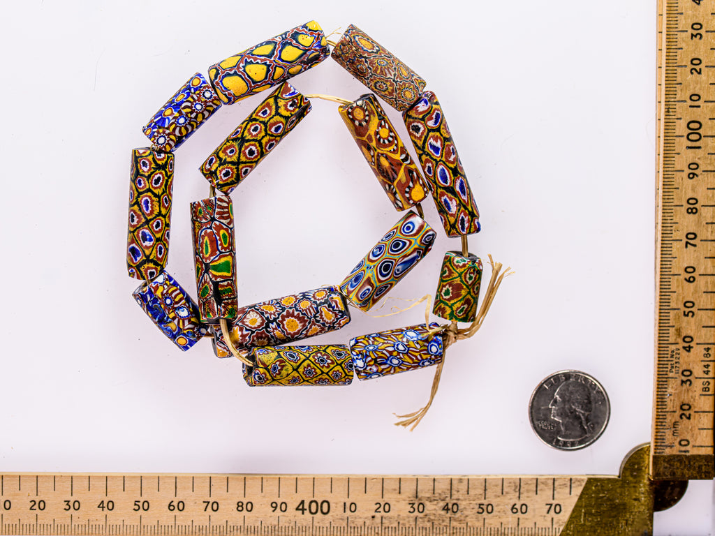 VAM500,African trade millefiori, African Trade Venetian, Antic Millefiori Bead, Antique Trade Beads, Collectible Bead, Collectible Beads, Elbow Bead, Elbow Venetian, venetian millefiori, venetian millefiori beads