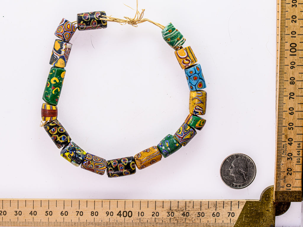 VAM500,African trade millefiori, African Trade Venetian, Antic Millefiori Bead, Antique Trade Beads, Collectible Bead, Collectible Beads, Elbow Bead, Elbow Venetian, venetian millefiori, venetian millefiori beads