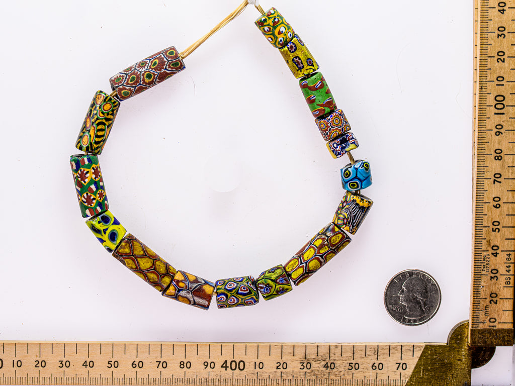 VAM500,African trade millefiori, African Trade Venetian, Antic Millefiori Bead, Antique Trade Beads, Collectible Bead, Collectible Beads, Elbow Bead, Elbow Venetian, venetian millefiori, venetian millefiori beads