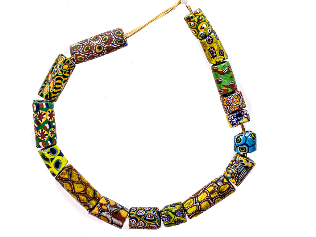 VAM500,African trade millefiori, African Trade Venetian, Antic Millefiori Bead, Antique Trade Beads, Collectible Bead, Collectible Beads, Elbow Bead, Elbow Venetian, venetian millefiori, venetian millefiori beads