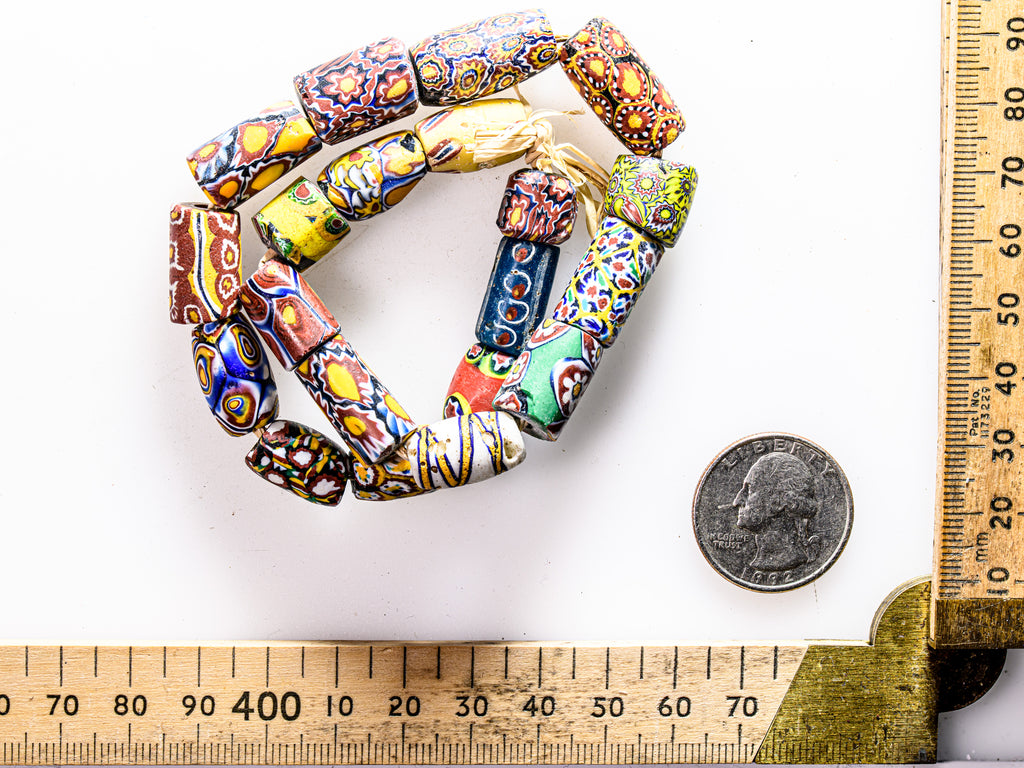 VAM500,African trade millefiori, African Trade Venetian, Antic Millefiori Bead, Antique Trade Beads, Collectible Bead, Collectible Beads, Elbow Bead, Elbow Venetian, venetian millefiori, venetian millefiori beads