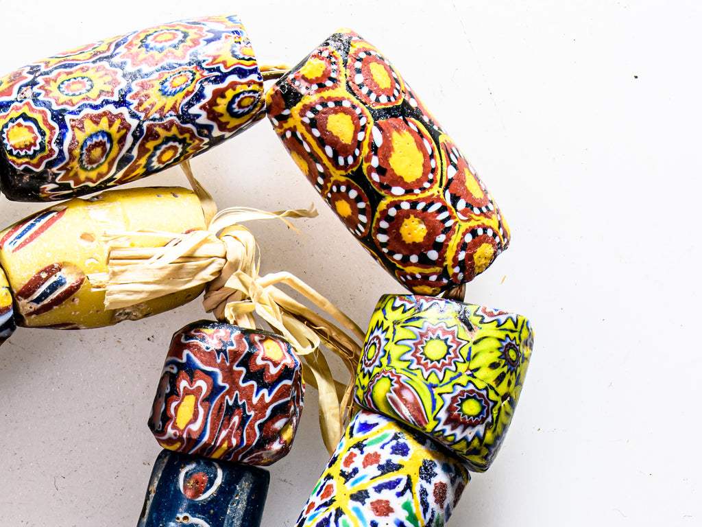 VAM500,African trade millefiori, African Trade Venetian, Antic Millefiori Bead, Antique Trade Beads, Collectible Bead, Collectible Beads, Elbow Bead, Elbow Venetian, venetian millefiori, venetian millefiori beads
