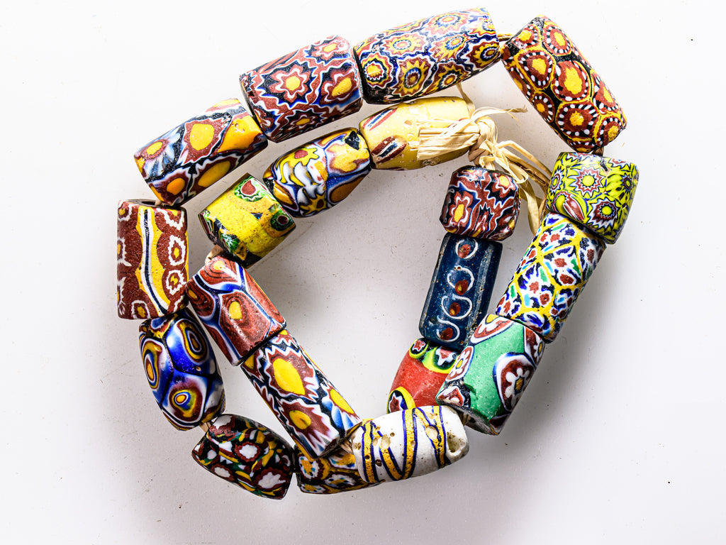VAM500,African trade millefiori, African Trade Venetian, Antic Millefiori Bead, Antique Trade Beads, Collectible Bead, Collectible Beads, Elbow Bead, Elbow Venetian, venetian millefiori, venetian millefiori beads