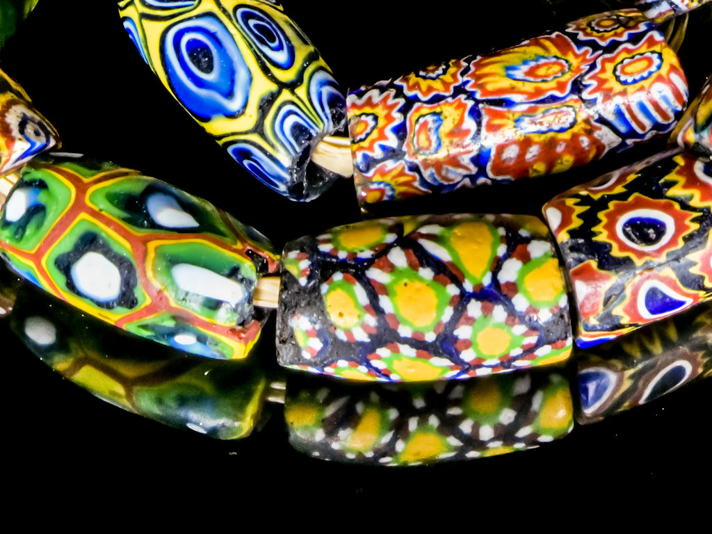 VAM500,African trade millefiori, African Trade Venetian, Antic Millefiori Bead, Antique Trade Beads, Collectible Bead, Collectible Beads, Elbow Bead, Elbow Venetian, venetian millefiori, venetian millefiori beads