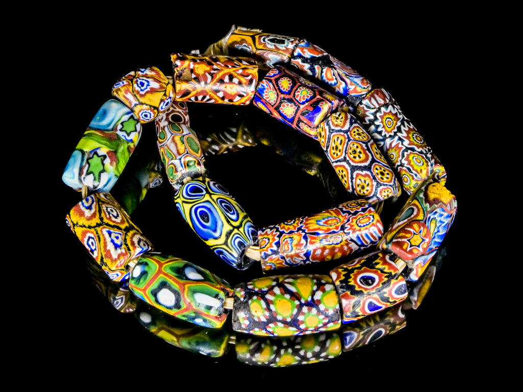VAM500,African trade millefiori, African Trade Venetian, Antic Millefiori Bead, Antique Trade Beads, Collectible Bead, Collectible Beads, Elbow Bead, Elbow Venetian, venetian millefiori, venetian millefiori beads