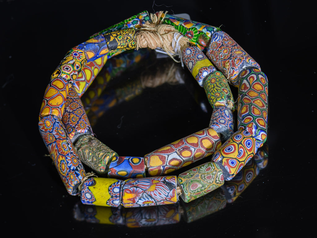 VAM500,African trade millefiori, African Trade Venetian, Antic Millefiori Bead, Antique Trade Beads, Collectible Bead, Collectible Beads, Elbow Bead, Elbow Venetian, venetian millefiori, venetian millefiori beads