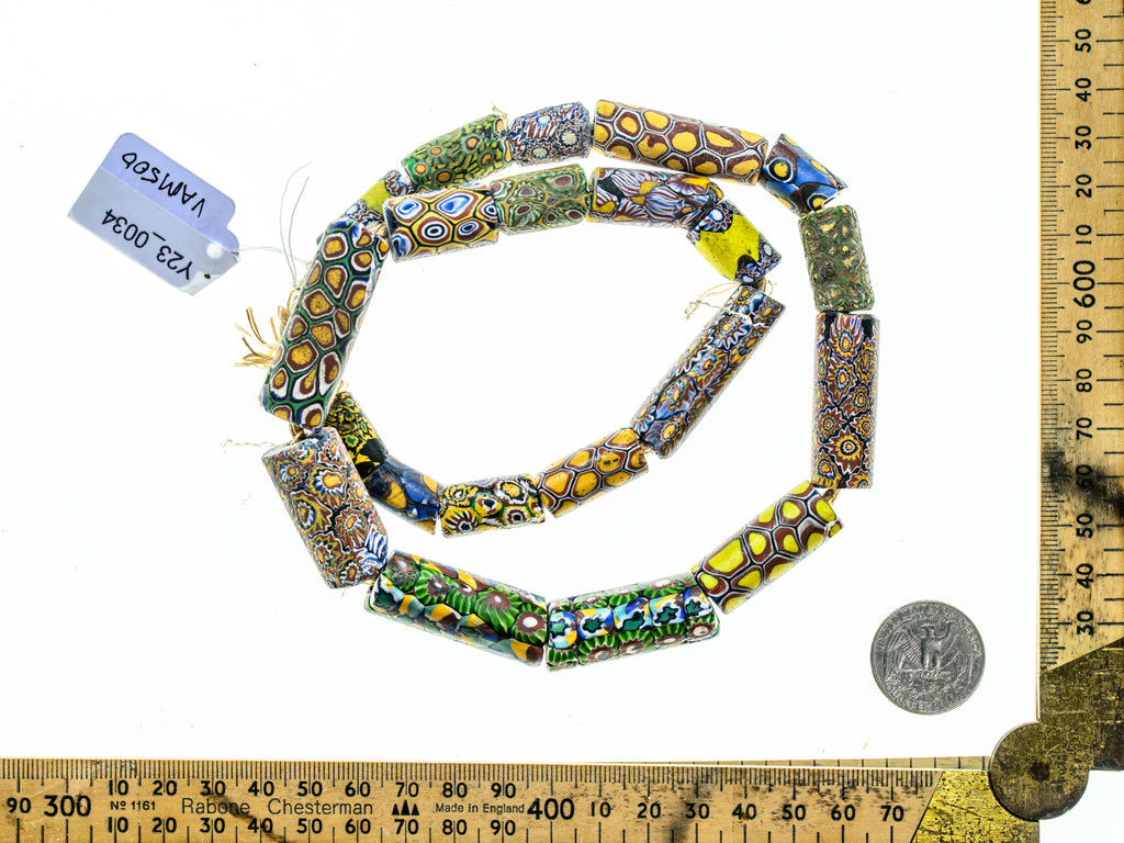 VAM500,African trade millefiori, African Trade Venetian, Antic Millefiori Bead, Antique Trade Beads, Collectible Bead, Collectible Beads, Elbow Bead, Elbow Venetian, venetian millefiori, venetian millefiori beads