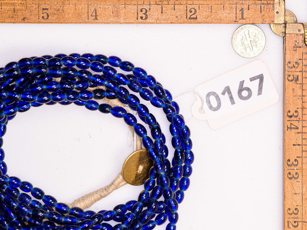 Naga Beads 5 Strand Ethnic Necklace with Button Closure, in Dark Blue