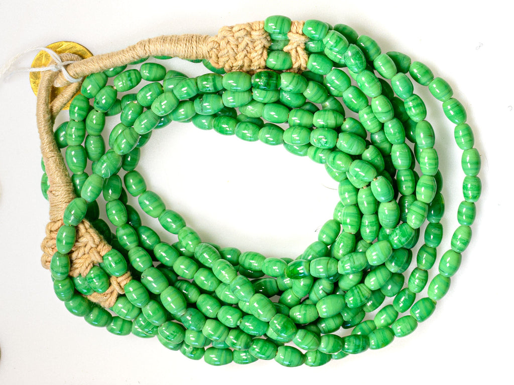 Naga Beads 5 Strand Ethnic Necklace with Button Closure, in Green