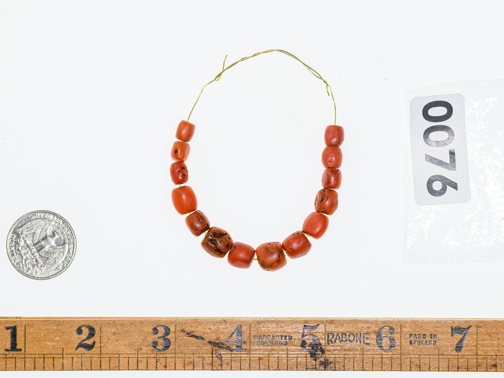 A Short Graduated Strand of Genuine Mediterranean Precious Coral Beads