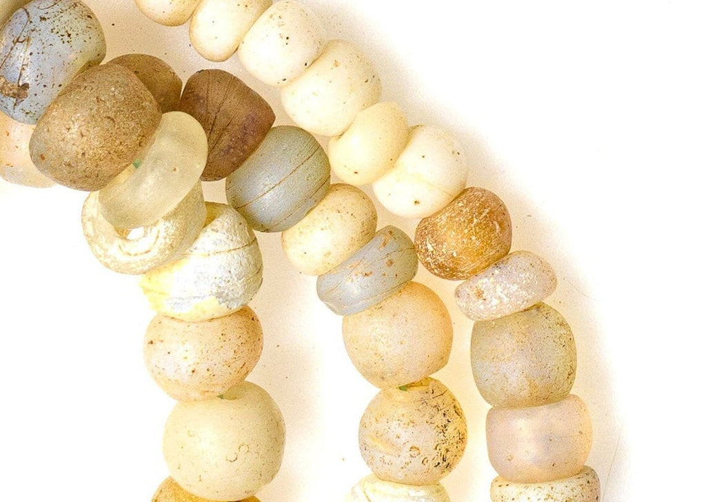 Antique Dutch African Trade Pastel colors and Moon  Glass Beads Strand