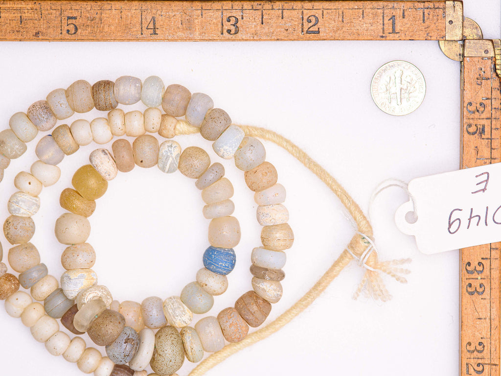 Antique Dutch African Trade Pastel colors and Moon  Glass Beads Strand