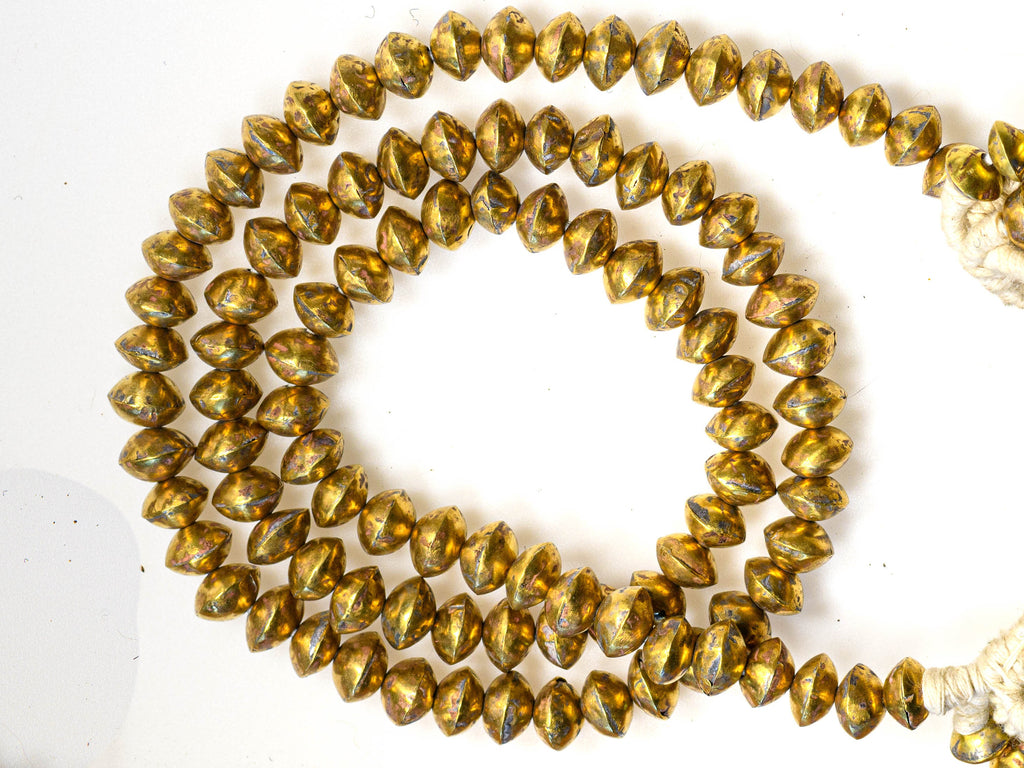 Large Handmade Saucer Bi-cone Beads from Mali, Brass 18x14mm 0182_BRLG