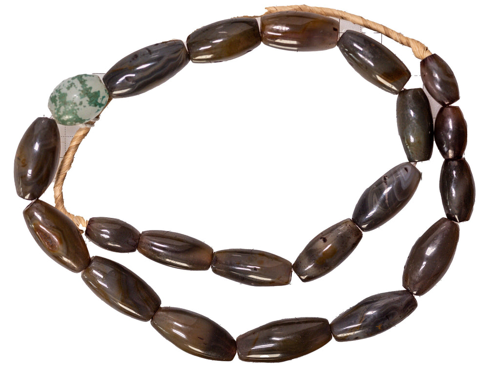 A Strand of Vintage African Trade Gray-Brown Agate  Beads S16