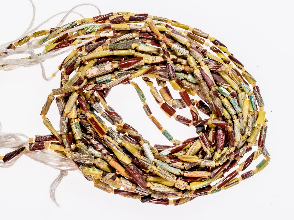 Glass Bangle Beads from Pakistan Yellow and Brick Red Tones X165