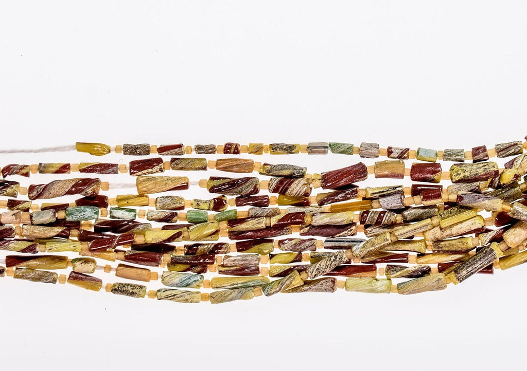 Glass Bangle Beads from Pakistan Yellow and Brick Red Tones X165