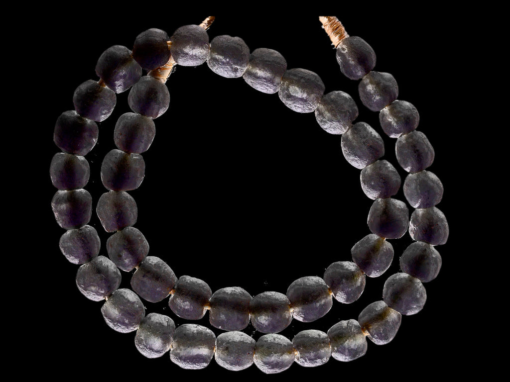 A 23" Strand of Recycled Glass Beads from Ghana, Charcoal