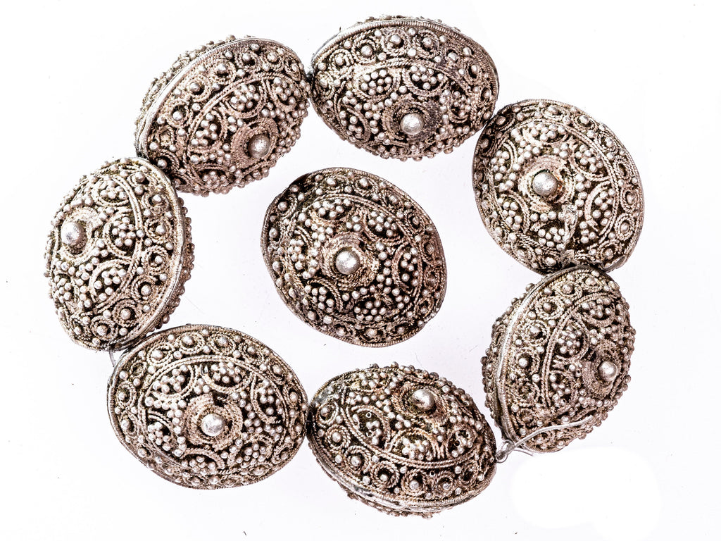 Mauritanian Granulated Silver Filigree Beads, Ethnic Beads VBP005