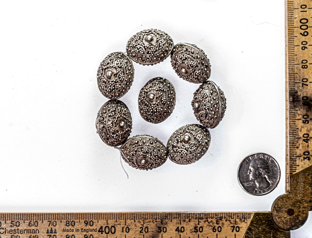 Mauritanian Granulated Silver Filigree Beads, Ethnic Beads VBP005