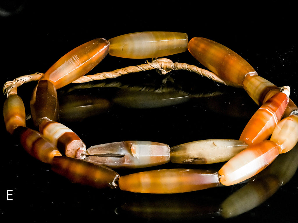 Vintage Idar Oberstein Carnelian Agate Faceted Bi-cone Beads IOB_001E-H