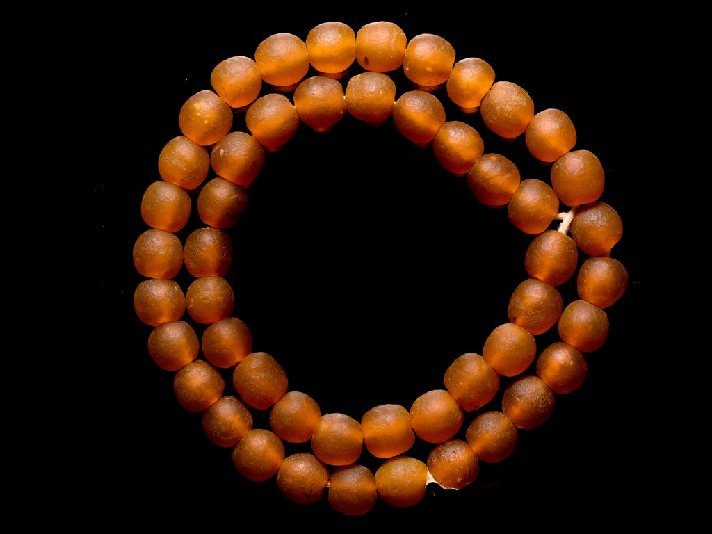A 23" Strand of Recycled Glass Beads from Ghana, Orange
