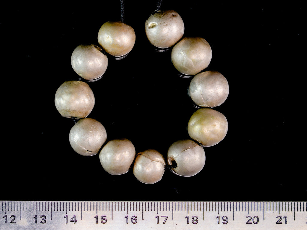 A Short Strand of 11 Yemeni Round Silver Beads, Ethnic Beads 0704/0768